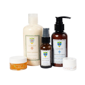 Lindi Skin Chemo Chemo Collection Plus: Soothing Balm + Body Lotion + Eye Hydrator + Lip Balm + Face Serum