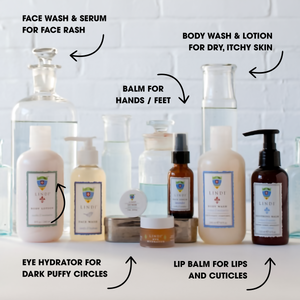 Lindi Skin Chemo+Radiation Complete Chemo + Radiation Skincare Collection: Body Lotion + Soothing Balm + Cooler Roll + Body Wash + Lip Balm + Face Serum