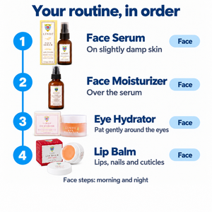 Lindi Skin Face Total Face Regimen: Face Moisturizer + Lip Balm + Eye Hydrator + Face Serum
