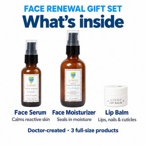 Lindi Skin Gifts Face Renewal Gift Set — Serum + Moisturizer + Lip Balm
