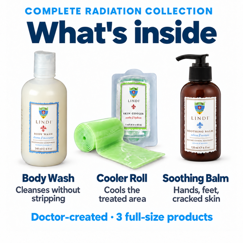 Lindi Skin Radiation Complete Radiation Skincare Collection: Soothing Balm + Cooler Roll + Body Wash