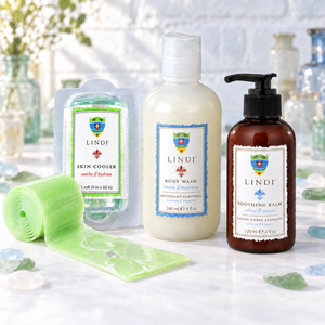 Lindi Skin Radiation Complete Radiation Skincare Collection: Soothing Balm + Cooler Roll + Body Wash